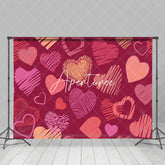 Aperturee - Aperturee Hot Pink Hearts Romantic Valentines Day Backdrop